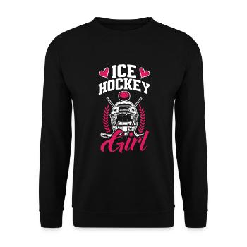 Lustiges Eishockey Hockey Geschenk Geschenkidee - Unisex Pullover - Schwarz - Vorne - Alina (178cm) & Michal (187cm)