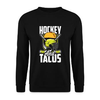 Lustiges Eishockey Hockey Geschenk Geschenkidee - Unisex Pullover - Schwarz - Vorne - Alina (178cm) & Michal (187cm)