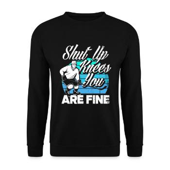 Lustiges Eishockey Hockey Geschenk Geschenkidee - Unisex Pullover - Schwarz - Vorne - Alina (178cm) & Michal (187cm)