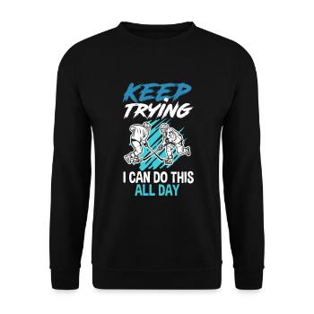 Lustiges Eishockey Hockey Geschenk Geschenkidee - Unisex Pullover - Schwarz - Vorne - Alina (178cm) & Michal (187cm)