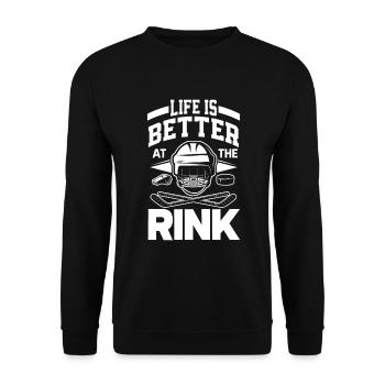 Lustiges Eishockey Hockey Geschenk Geschenkidee - Unisex Pullover - Schwarz - Vorne - Alina (178cm) & Michal (187cm)