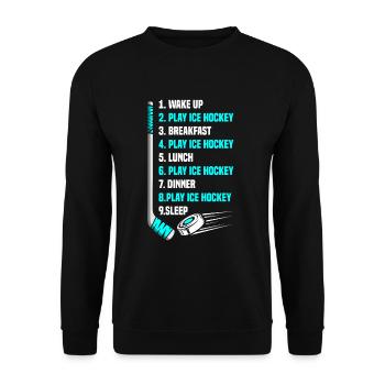Lustiges Eishockey Hockey Geschenk Geschenkidee - Unisex Pullover - Schwarz - Vorne - Alina (178cm) & Michal (187cm)