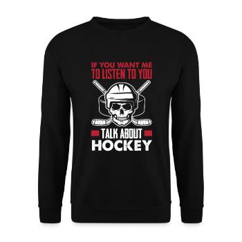 Lustiges Eishockey Hockey Geschenk Geschenkidee - Unisex Pullover - Schwarz - Vorne - Alina (178cm) & Michal (187cm)