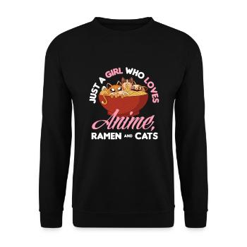 Funny Anime Gift - Unisex Sweatshirt - black - Front - Alina (178cm) & Michal (187cm)