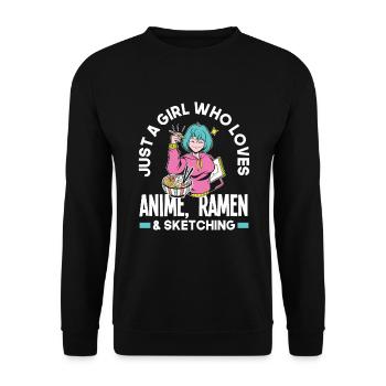 Funny Anime Gift - Unisex Sweatshirt - black - Front - Alina (178cm) & Michal (187cm)