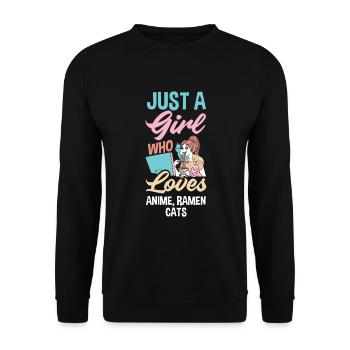 Funny Anime Gift - Unisex Sweatshirt - black - Front - Alina (178cm) & Michal (187cm)