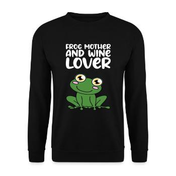 Frog mother and wine lover - Unisex Sweatshirt - black - Front - Alina (178cm) & Michal (187cm)