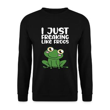 Ich Liebe Frösche - Unisex Pullover - Schwarz - Vorne - Alina (178cm) & Michal (187cm)