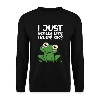 J’aime beaucoup les grenouilles - Sweat-shirt Unisexe - noir - Devant - Alina (178cm) & Michal (187cm)