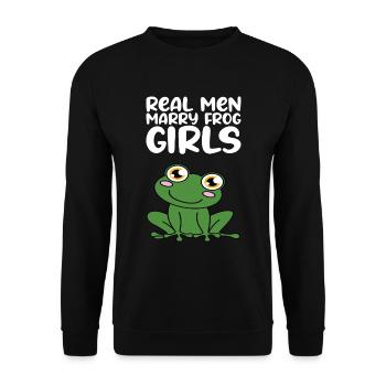 Real Men Marry Frog Girls - Unisex Sweatshirt - black - Front - Alina (178cm) & Michal (187cm)