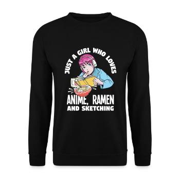 Funny Anime Gift - Unisex Sweatshirt - black - Front - Alina (178cm) & Michal (187cm)