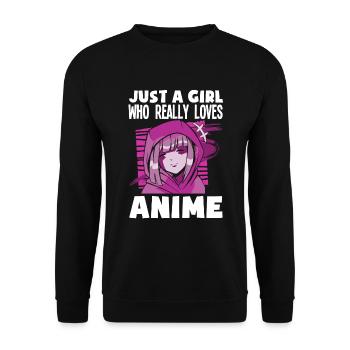 Funny Anime Gift - Unisex Sweatshirt - black - Front - Alina (178cm) & Michal (187cm)