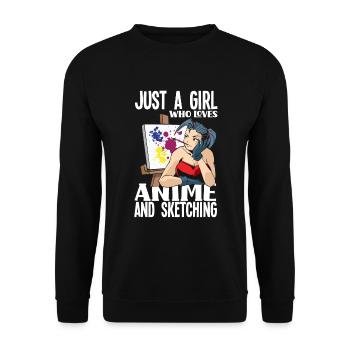 Funny Anime Gift - Unisex Sweatshirt - black - Front - Alina (178cm) & Michal (187cm)