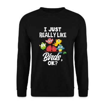 Vogel Liebhaber Vögel Vogelbeobachter Geschenk - Unisex Pullover - Schwarz - Vorne - Alina (178cm) & Michal (187cm)