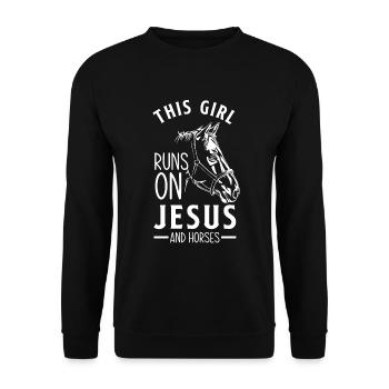 Jesus Christ Christ Religion Religious Horses - Unisex Sweatshirt - black - Front - Alina (178cm) & Michal (187cm)