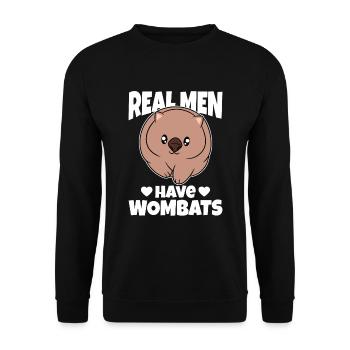 Real Men Have Wombats - Unisex Sweatshirt - black - Front - Alina (178cm) & Michal (187cm)