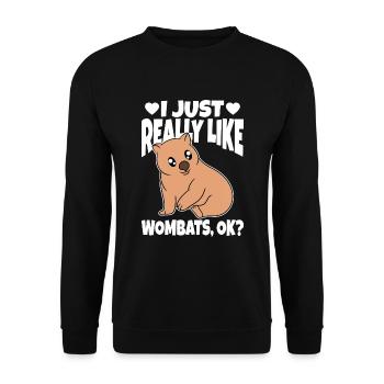 J’aime vraiment Wombats ok - Sweat-shirt Unisexe - noir - Devant - Alina (178cm) & Michal (187cm)