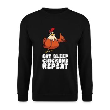 Eat Sleep Chickens Repeat - Unisex Sweatshirt - black - Front - Alina (178cm) & Michal (187cm)