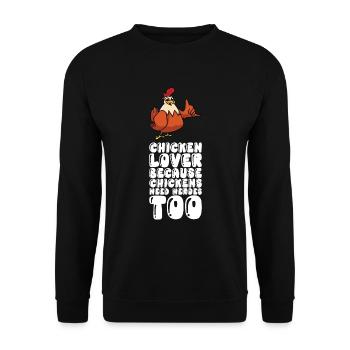 Les amateurs de poulet parce que les poulets ont aussi besoin de héros - Sweat-shirt Unisexe - noir - Devant - Alina (178cm) & Michal (187cm)