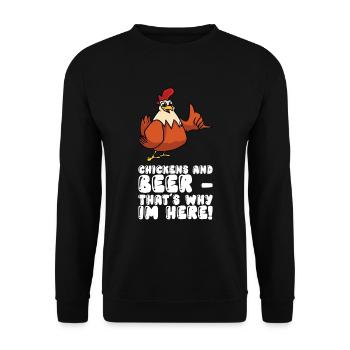 Poulets et bière C’est pourquoi je suis ici - Sweat-shirt Unisexe - noir - Devant - Alina (178cm) & Michal (187cm)