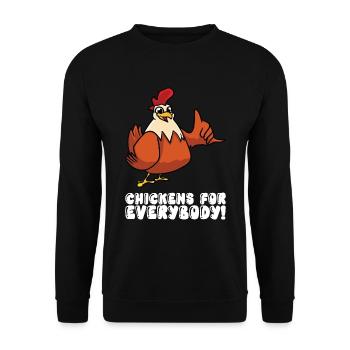Chickens for everyone - Unisex Sweatshirt - black - Front - Alina (178cm) & Michal (187cm)