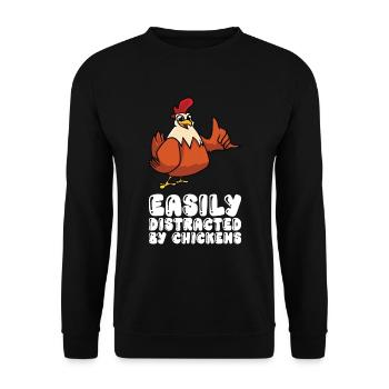Facilement distrait par les poulets - Sweat-shirt Unisexe - noir - Devant - Alina (178cm) & Michal (187cm)