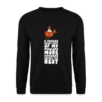 Un poulet résout la plupart de mes problèmes Plus de poulets - Sweat-shirt Unisexe - noir - Devant - Alina (178cm) & Michal (187cm)
