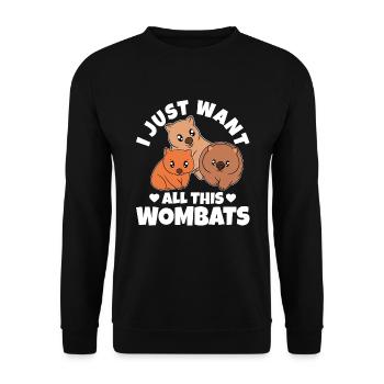I Just Want All This Wombats - Unisex Sweatshirt - black - Front - Alina (178cm) & Michal (187cm)