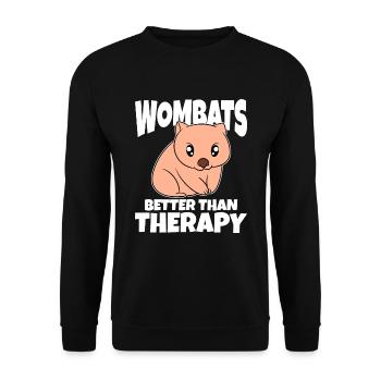 Wombats Better Than Therapy - Unisex Sweatshirt - black - Front - Alina (178cm) & Michal (187cm)