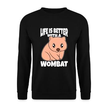 Life Is Better With A Wombat - Unisex Sweatshirt - black - Front - Alina (178cm) & Michal (187cm)