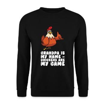 Grand-père est mon nom Les poulets sont mon jeu - Sweat-shirt Unisexe - noir - Devant - Alina (178cm) & Michal (187cm)