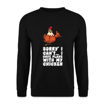 Je ne peux pas. J’ai des projets avec mon poulet. - Sweat-shirt Unisexe - noir - Devant - Alina (178cm) & Michal (187cm)