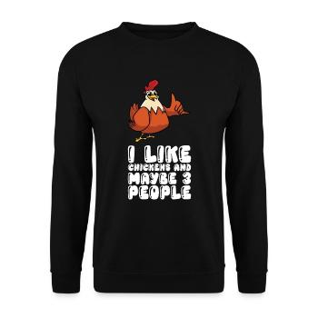J’aime les poulets et peut-être 3 personnes - Sweat-shirt Unisexe - noir - Devant - Alina (178cm) & Michal (187cm)