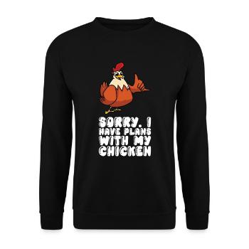 Désolé, j’ai des projets avec mon poulet - Sweat-shirt Unisexe - noir - Devant - Alina (178cm) & Michal (187cm)