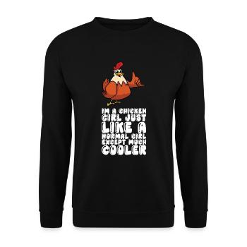 Chicken Girl Just Like A Normal Girl Much Cooler - Unisex Sweatshirt - black - Front - Alina (178cm) & Michal (187cm)