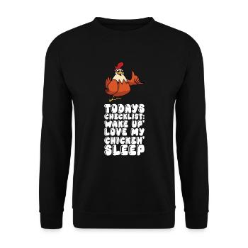 Liste de contrôle Réveillez-vous Aimez mon poulet Dormez - Sweat-shirt Unisexe - noir - Devant - Alina (178cm) & Michal (187cm)