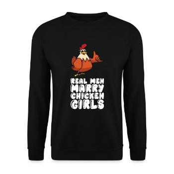 Les vrais hommes épousent des filles de poulet - Sweat-shirt Unisexe - noir - Devant - Alina (178cm) & Michal (187cm)