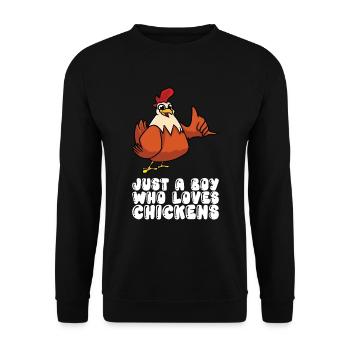 Juste un garçon qui aime les poulets - Sweat-shirt Unisexe - noir - Devant - Alina (178cm) & Michal (187cm)