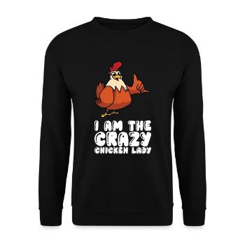 Je suis la dame folle du poulet - Sweat-shirt Unisexe - noir - Devant - Alina (178cm) & Michal (187cm)