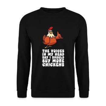 Des voix dans ma tête, je devrais acheter plus de poulets - Sweat-shirt Unisexe - noir - Devant - Alina (178cm) & Michal (187cm)