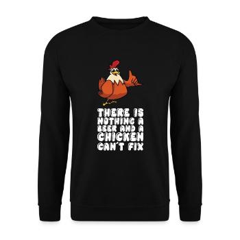 Il n’y a rien qu’une bière et un poulet ne peuvent pas réparer - Sweat-shirt Unisexe - noir - Devant - Alina (178cm) & Michal (187cm)