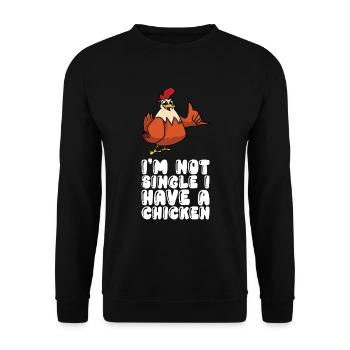 Je ne suis pas célibataire et j’ai un poulet - Sweat-shirt Unisexe - noir - Devant - Alina (178cm) & Michal (187cm)