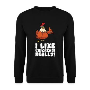 J’aime beaucoup les poulets - Sweat-shirt Unisexe - noir - Devant - Alina (178cm) & Michal (187cm)