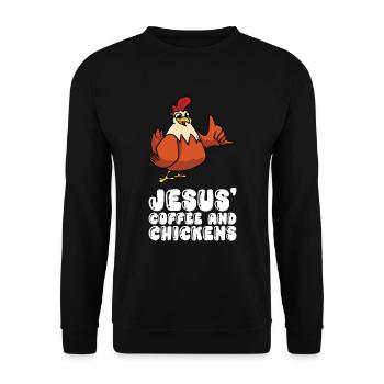 Jésus, le café et les poulets - Sweat-shirt Unisexe - noir - Devant - Alina (178cm) & Michal (187cm)