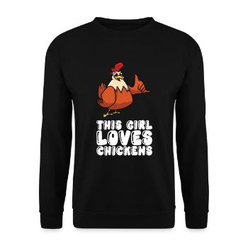 Cette fille aime les poulets - Sweat-shirt Unisexe - noir - Devant - Alina (178cm) & Michal (187cm)
