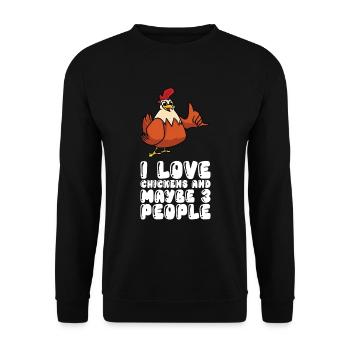 J’adore les poulets et peut-être 3 personnes - Sweat-shirt Unisexe - noir - Devant - Alina (178cm) & Michal (187cm)