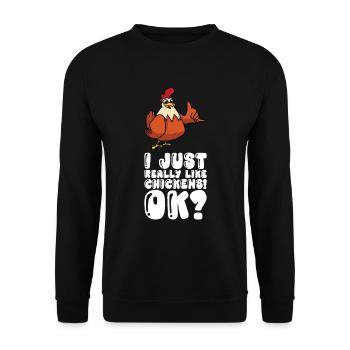 J’aime beaucoup les poulets - Sweat-shirt Unisexe - noir - Devant - Alina (178cm) & Michal (187cm)