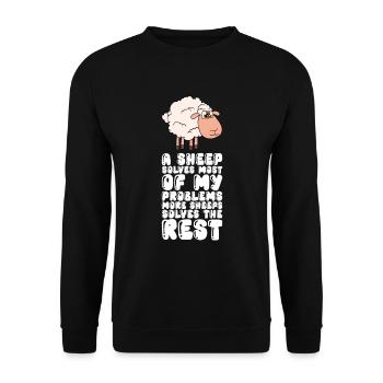 A sheep solves most of my problems - Unisex Sweatshirt - black - Front - Alina (178cm) & Michal (187cm)