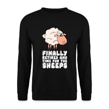 Enfin à la retraite et du temps pour les moutons - Sweat-shirt Unisexe - noir - Devant - Alina (178cm) & Michal (187cm)