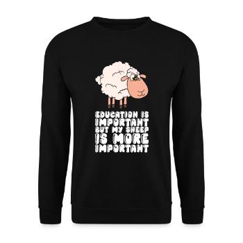 Education is important My sheep is more important - Unisex Sweatshirt - black - Front - Alina (178cm) & Michal (187cm)